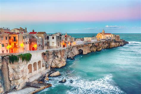 Vieste - Beautiful Coastal Town on the Rocks in Puglia Stock Photo - Image of cathedral, park ...