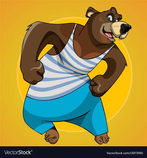 Cartoon character big bear posing in sportswear Vector Image