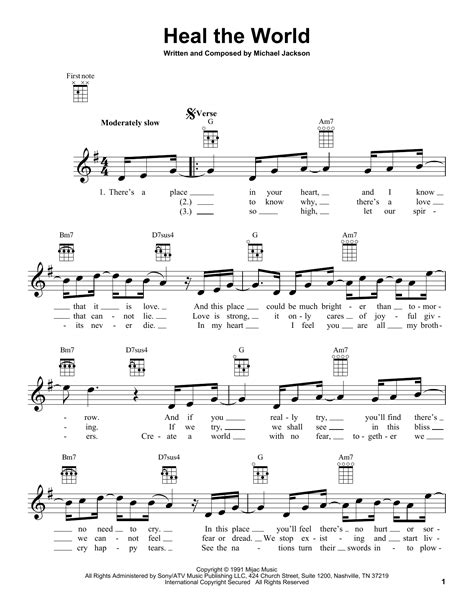 Heal The World sheet music by Michael Jackson (Ukulele – 154673)