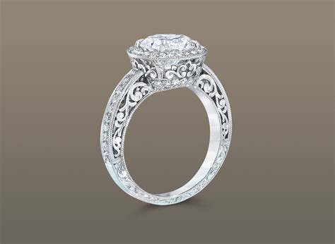 Engraved Diamond Engagement Ring – Philip Press