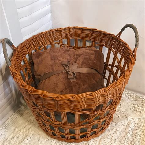 Large storage basket for blankets Wicker basket for blankets | Etsy