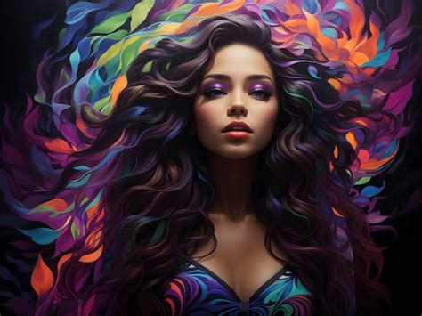Premium AI Image | An artistic interpretation of a woman in a vibrant color palette creating a ...