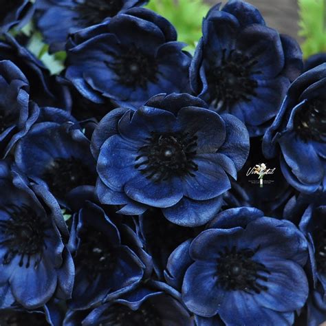 Navy Blue Anemones Real Touch Flowers Natural Touch Flower for | Etsy UK