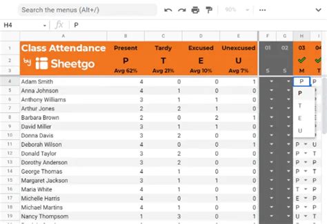 Student attendance tracker template in Google Sheets - Sheetgo Blog