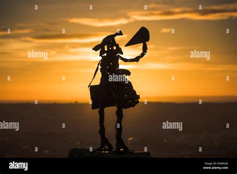 Sancho Panza statue located at La Mota del Cuervo windmill park, Cuenca ...