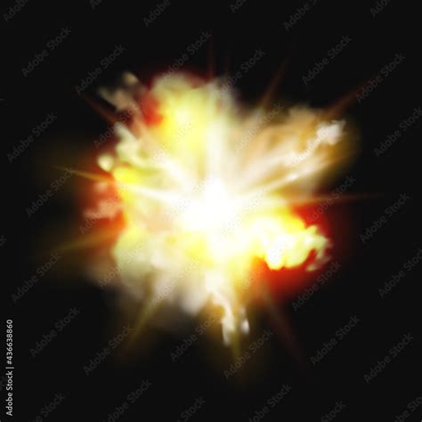 Fire explosion, bomb burst realistic 3D effect of burning fire and ...