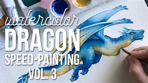 Watercolor dragon - speed painting. Using only two paints - YouTube