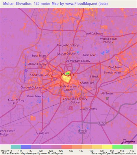 Elevation of Multan,Pakistan Elevation Map, Topography, Contour