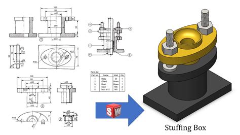 Stuffing box Parts and Assembly using SOLIDWORKS | SOLIDWORKS tutorials ...