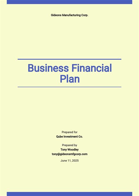 Sample Business Financial Plan