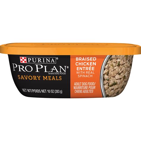 (8 Pack) Purina Pro Plan Wet Dog Food, Savory Meals Braised Chicken Entree With Real Spinach, 10 ...