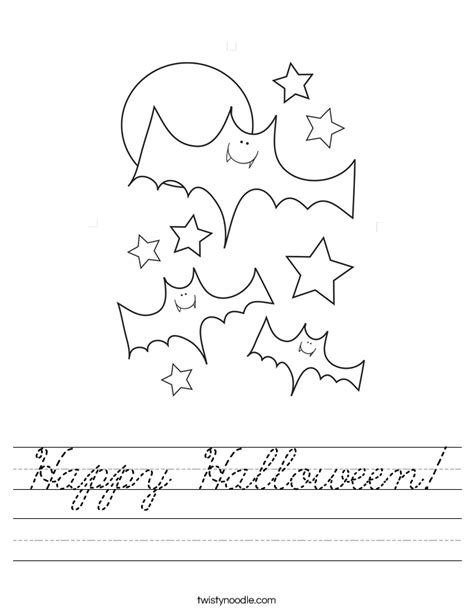 Happy Halloween Worksheet - Cursive - Twisty Noodle