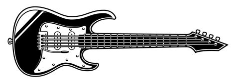 Ilustración en blanco y negro de guitarra eléctrica. Guitar Clipart ...