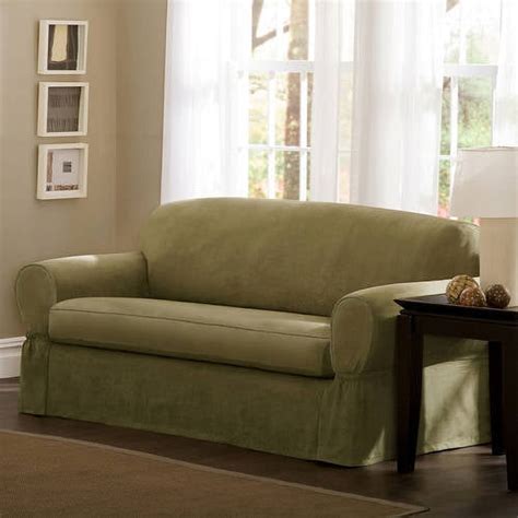 Maytex Faux Suede 2-Piece Loveseat Slipcover, Green - Walmart.com