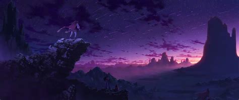Purple Anime Sky - 2560x1080 - Download HD Wallpaper - WallpaperTip
