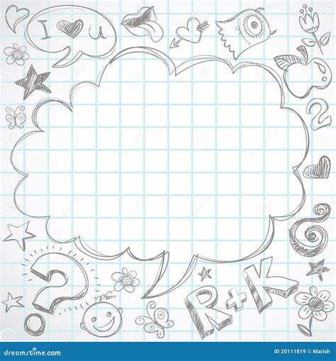 Back To School - Notebook with Doodles Stock Vector - Illustration of frame, education: 20111819