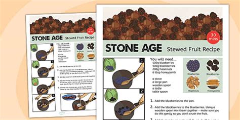 KS2 Stone Age Food Recipe | Stewed Fruit Recipe Sheet