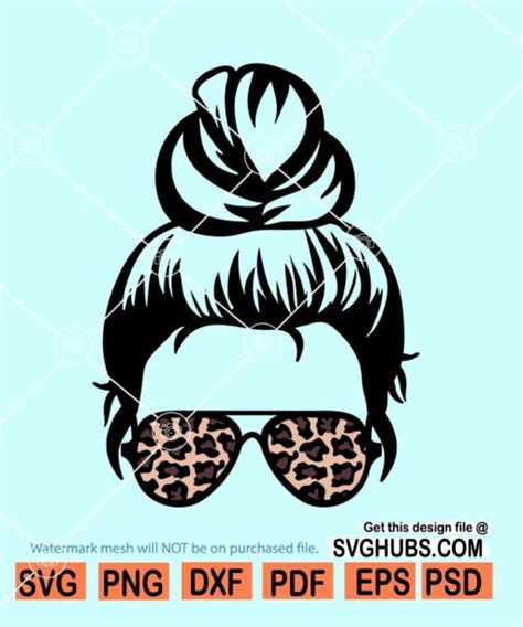 Messy bun leopard print SVG, Messy Bun SVG File, Messy Bun hair SVG, Messy bun cut files, messy ...