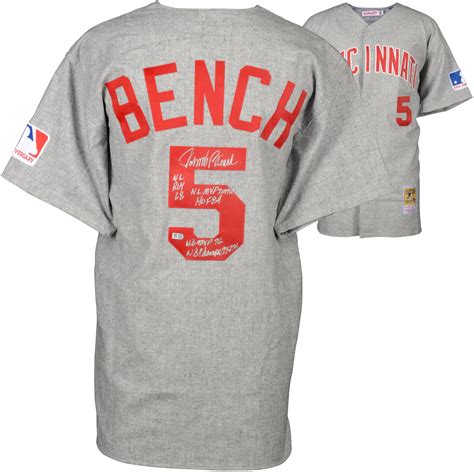 Johnny Bench Cincinnati Reds Mitchell & Ness Collection Grey Throwback ...