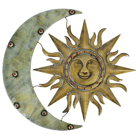 Buy TOPIA Aztec Sun And Moon Metal Wall Decor Metal Sun Wall Decor ...