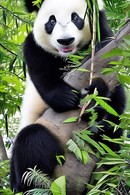 Premium AI Image | A closeup view of a panda bear in its natural ...