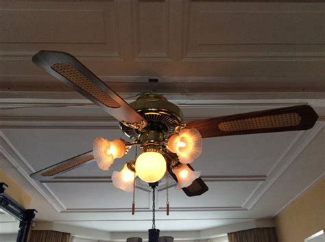 Traditional brass ceiling fan with 4 propeller blades. - Catawiki