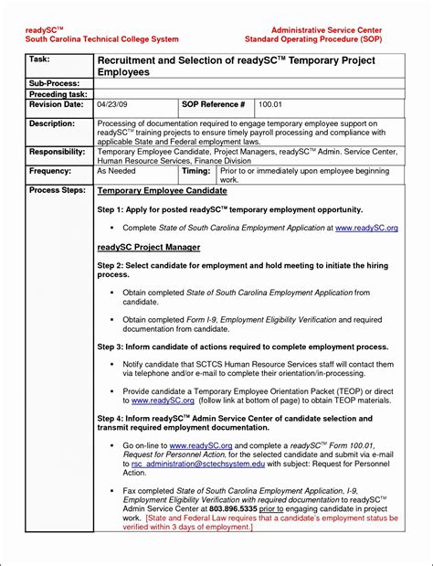 How To Create A Standard Operating Procedure Template In Word 2010 - Free Sample, Example ...