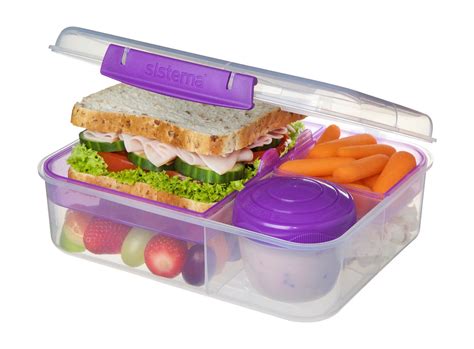 Sistema To Go Collection Bento Box and Food Storage Container, 6.9 Cup, Clear, Assorted Color ...