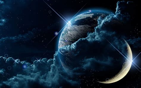 Online crop | HD wallpaper: Earth And Moon, planet earth and moon wallpaper, 3D, Space ...