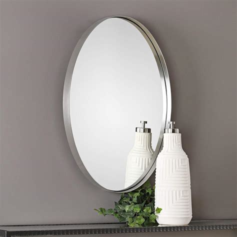 Pursley Brushed Nickel 20" x 30" Oval Wall Mirror - #40R51 | Lamps Plus