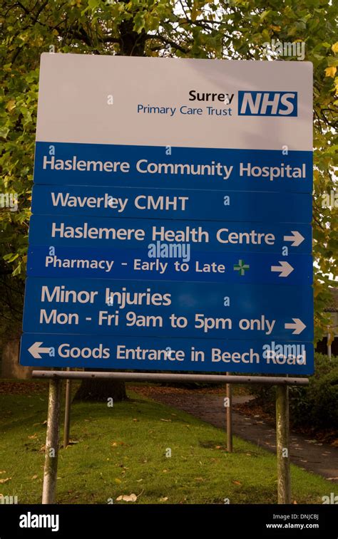 Sign outside Haslemere Community Hospital for Surrey Primary Care Trust ...