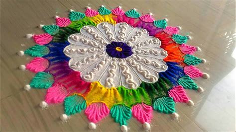 Rangoli designs with colours 268 - YouTube