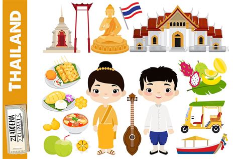 Thailand Clipart Travel Southeast Asia Flag Buddha Culture – MasterBundles