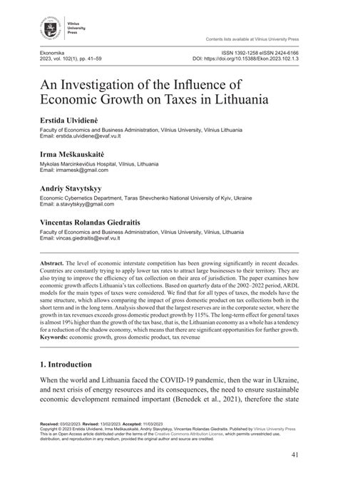 (PDF) An Investigation of the Influence of Economic Growth on Taxes in ...