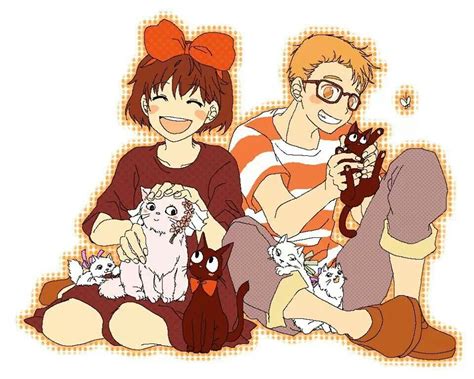 Kiki and Tombo with lots of kittehs | Studio ghibli art, Studio ghibli fanart, Studio ghibli movies