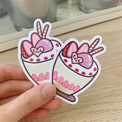 Kawaii Sweets Stickers Cute stickers Pink handmade die cut | Etsy