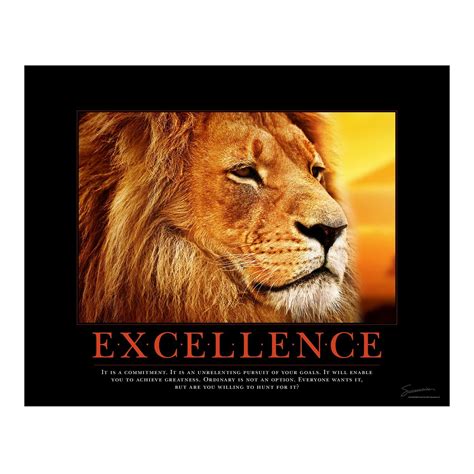 Excellence Lion Motivational Poster | Motivational posters, Motivation ...