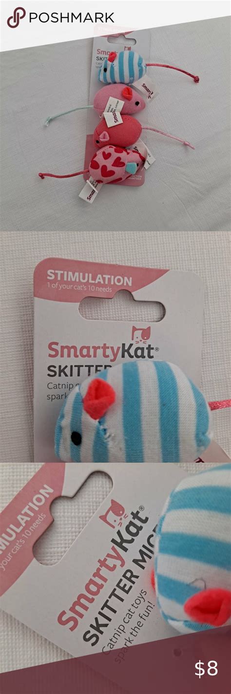 Catnip Mice Cat Pet Toys Skitter Smarty Kat 4 Piece Catnip Mouse ...