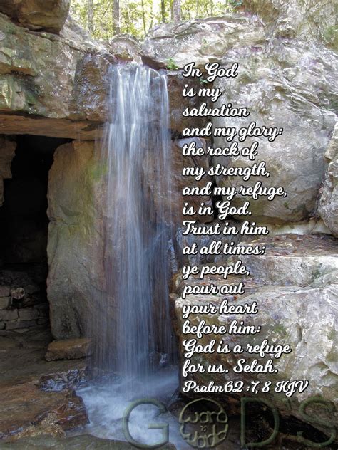 Psalm 62:7 8, KJV, Scripture Picture, Waterfall, Rocks, Salvation ...