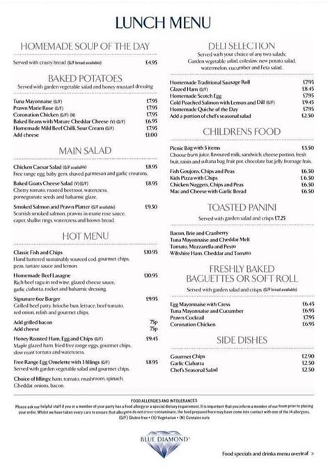 Carta del restaurante Fryer's Garden Centre, Knutsford