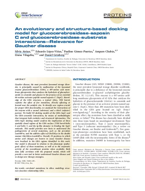 (PDF) Docking Model of Glucocerebrosidase Interactions in Gaucher Disease