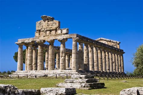 Temple of Athena, Paestum stock image. Image of excavations - 146143413