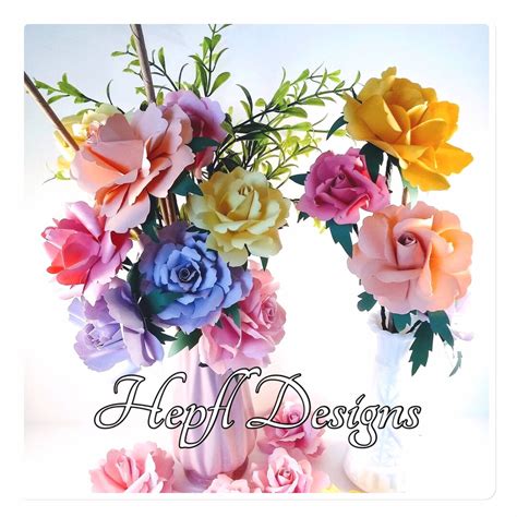 PAPER ROSES Handmade Paper Roses With or Without Stems for Wedding ...