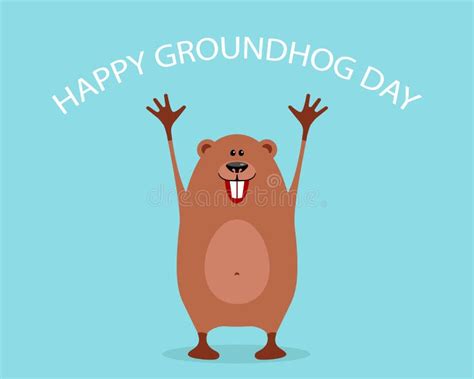 Happy Groundhog Day Celebration. Funny Vector Cartoon Illustration with Marmot Stock Vector ...