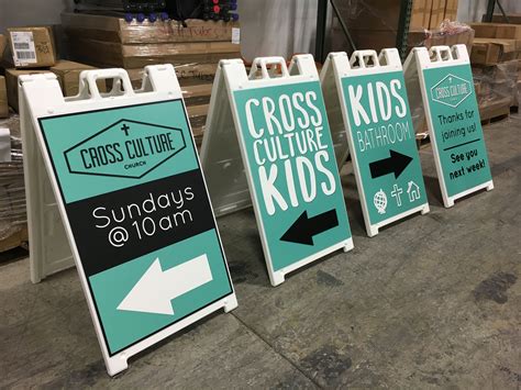 Cross Culture Church (Denver) uses sidewalk signs for Indoor and Outdoor signage for their new ...