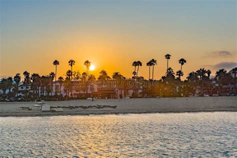 Beach of Santa Barbara in Sunset Stock Image - Image of america, sunset ...