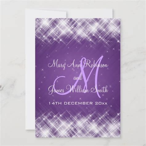 Elegant Wedding Glamorous Sparks Purple Invitation | Zazzle.com