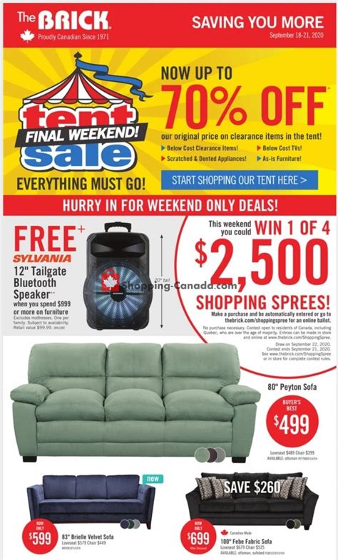 The Brick Canada, flyer - (Tent Final Weekend Sale - ON): September 18 - September 21, 2020 ...