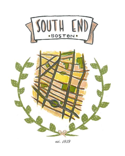 South End Boston Map FREE SHIPPING - Etsy