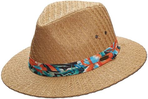 Panama Jack Tropical Ribbon Matte Toyo Straw Safari Sun Hat, 2 3/4 ...